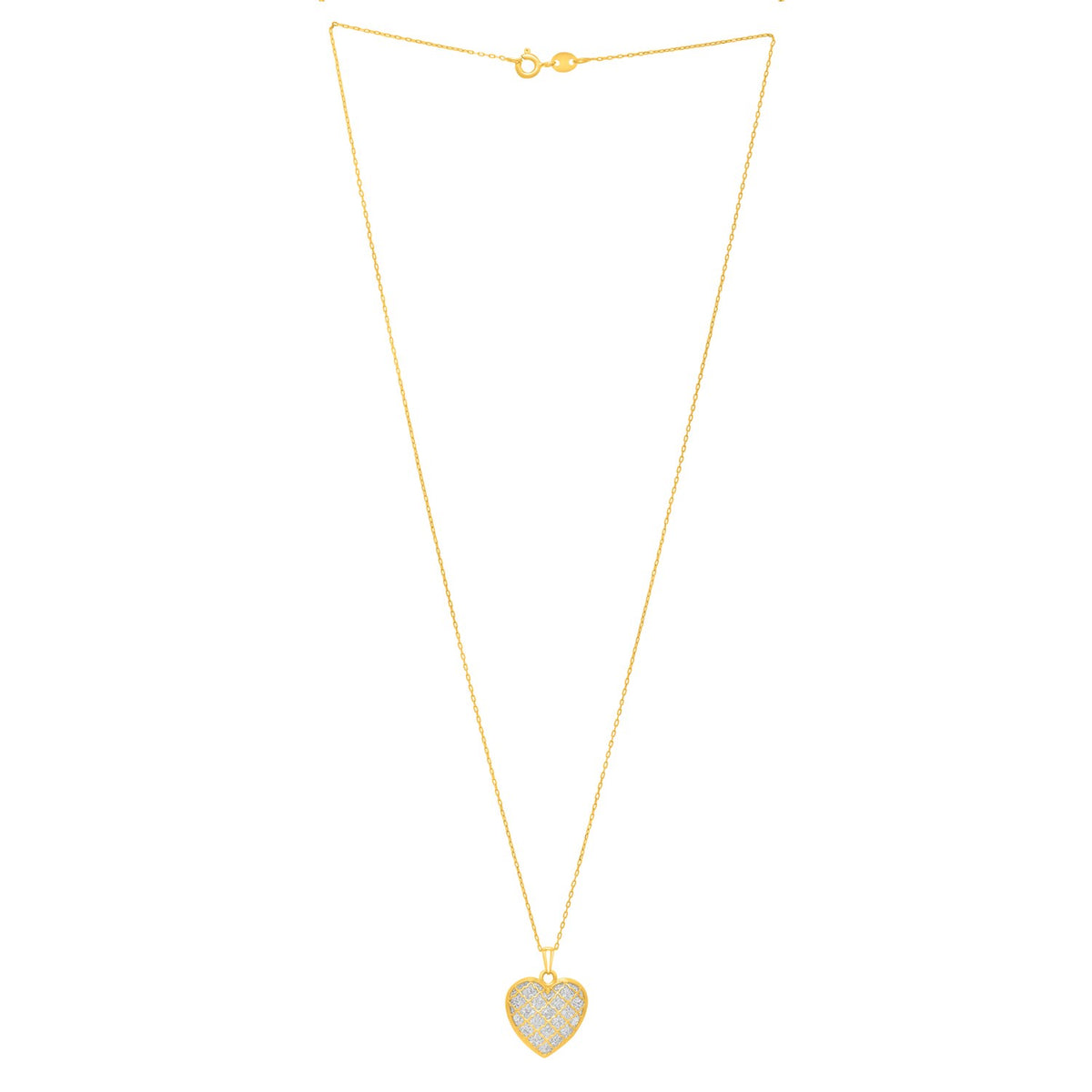 Checkered Heart Necklace in 14K Yellow Gold — view 2