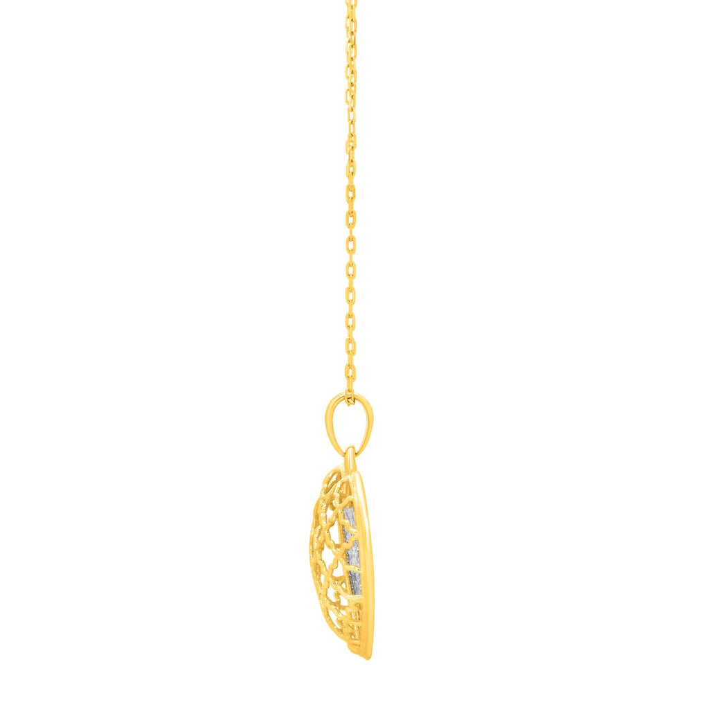 Checkered Heart Necklace in 14K Yellow Gold — view 3