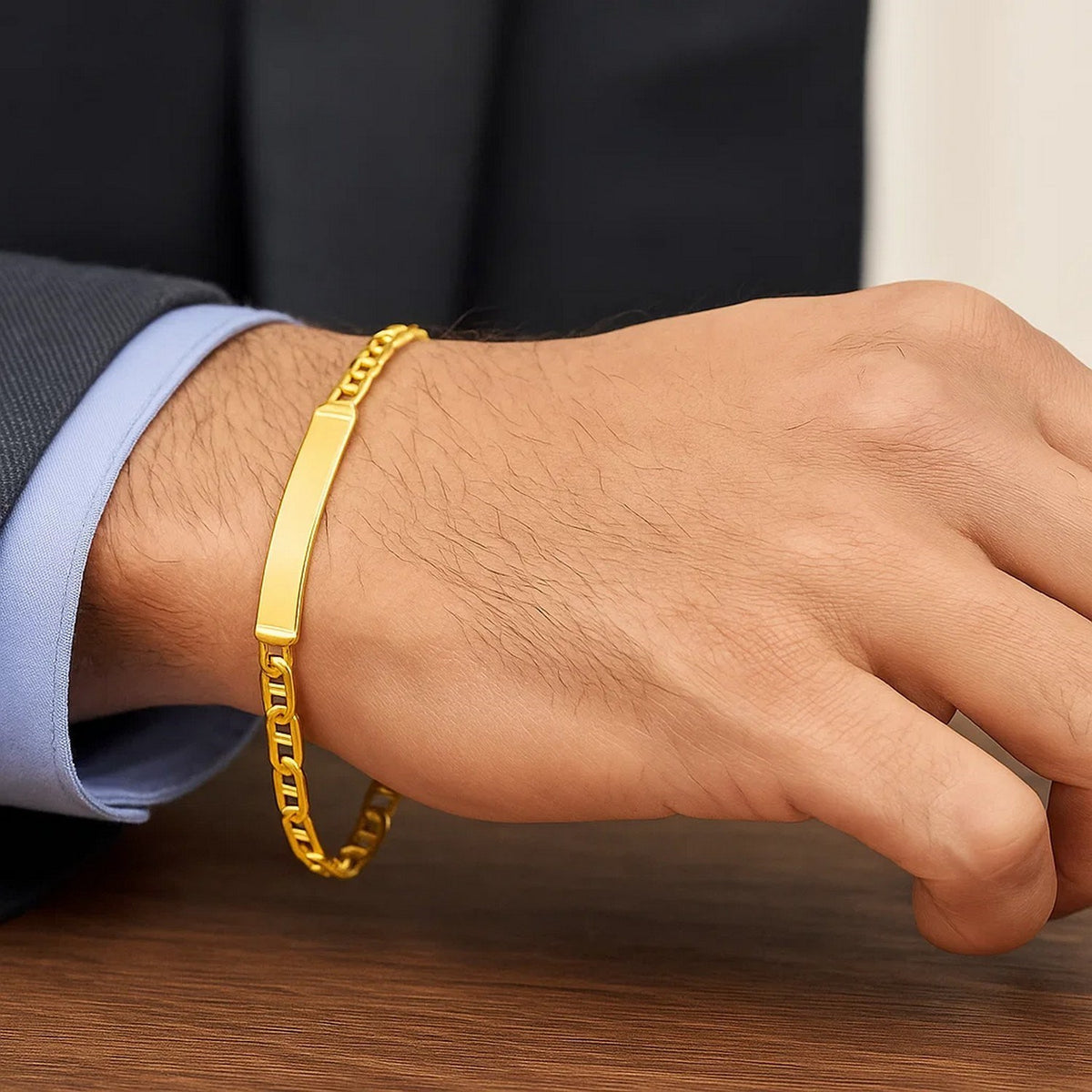 14K Yellow Gold Mariner ID Bracelet — view 4