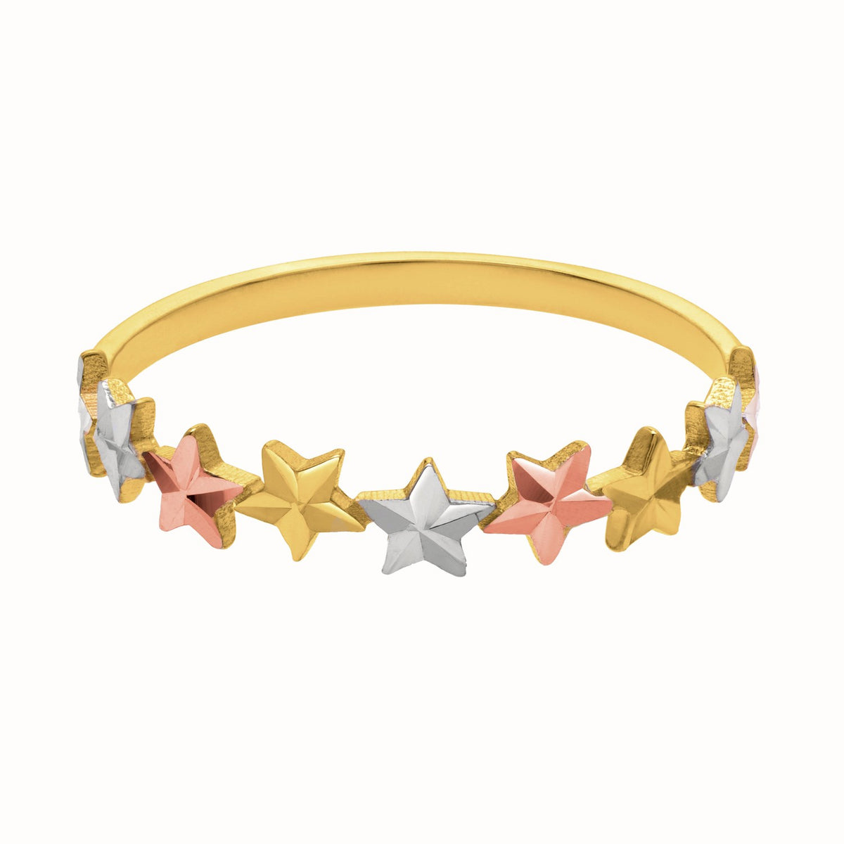 Tri color Star Ring in 10K Gold — view 2