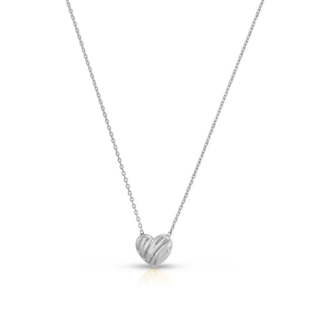 14k White Gold High Polish Scribbles Heart Necklace — view 2