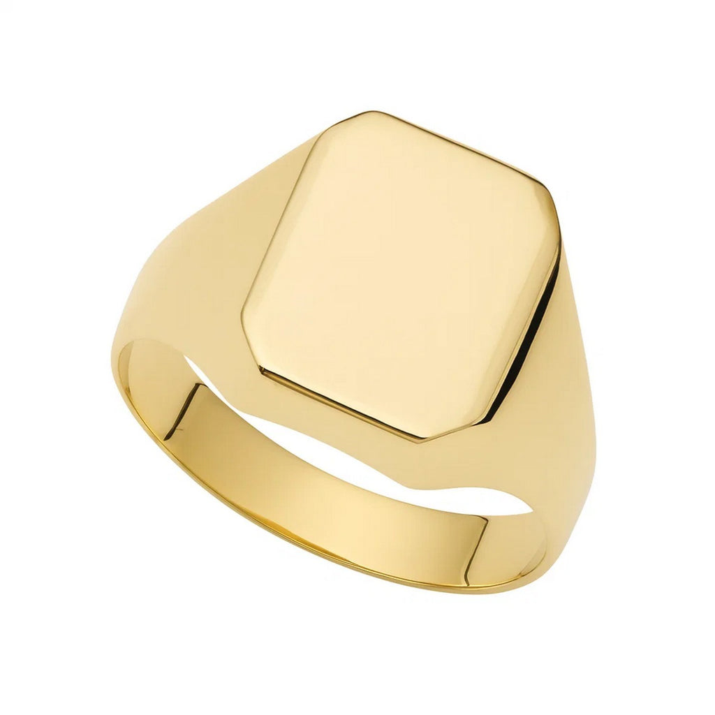 14K Yellow Gold Polished Rectangular Signet Ring — view 2
