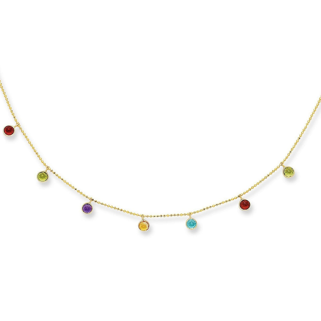 14k Yellow Gold Cable Chain Necklace with Round Multi-Tone Charms — view 2