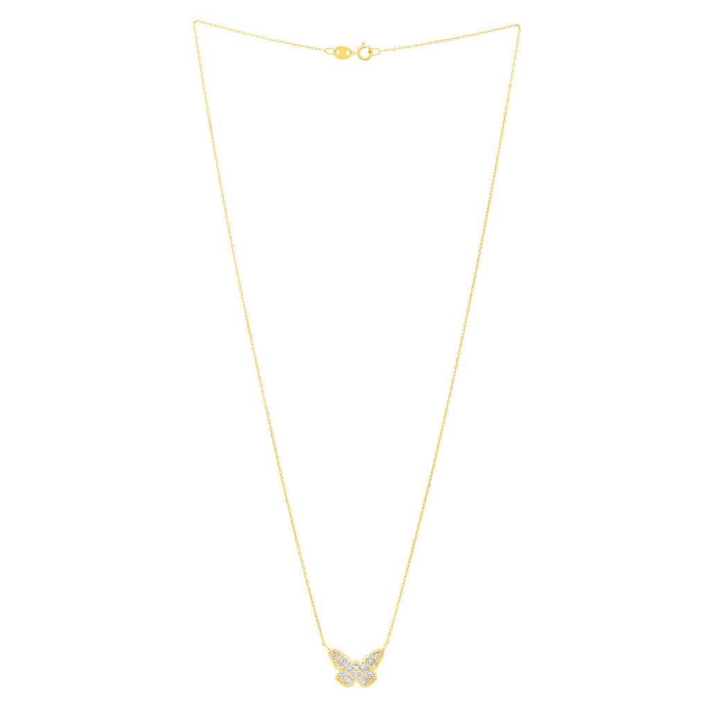 Checkered Butterfly Necklace in 14K Yellow Gold — view 2