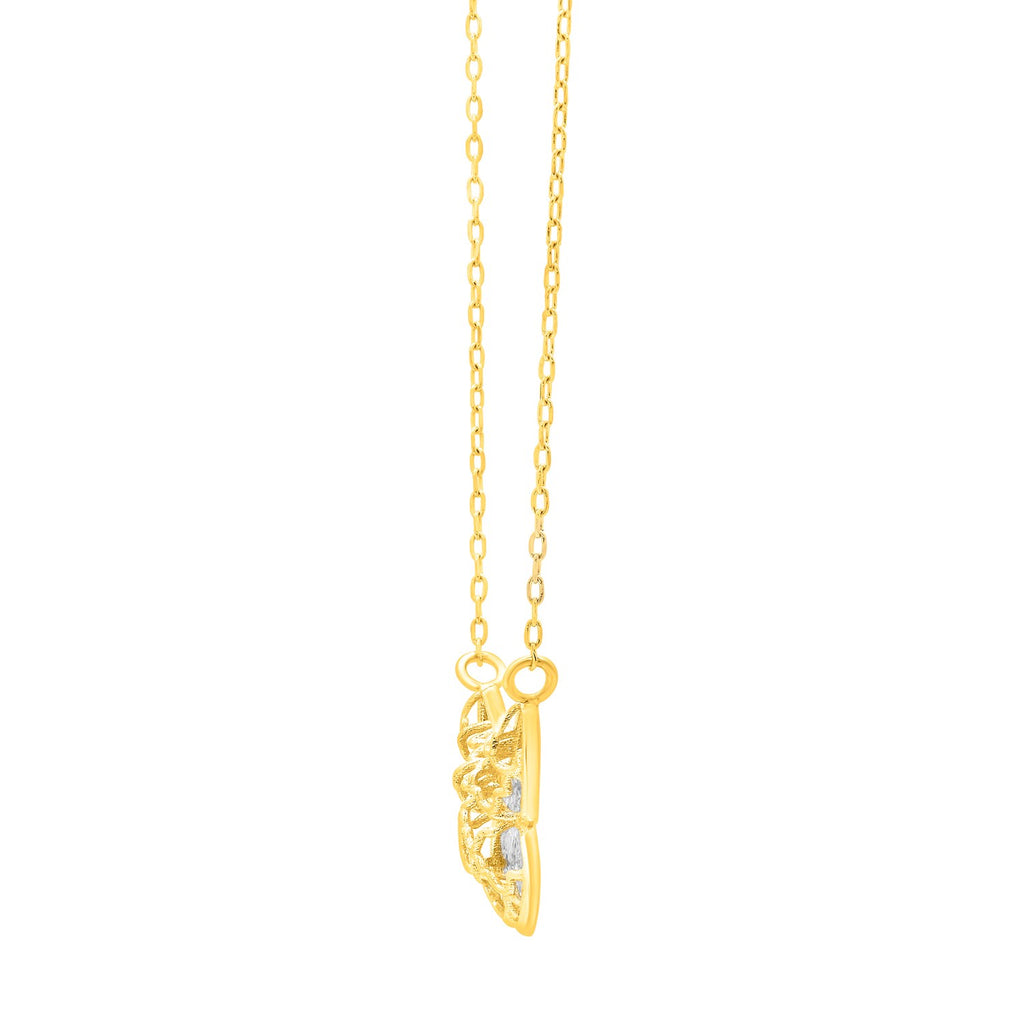 Checkered Butterfly Necklace in 14K Yellow Gold — view 3