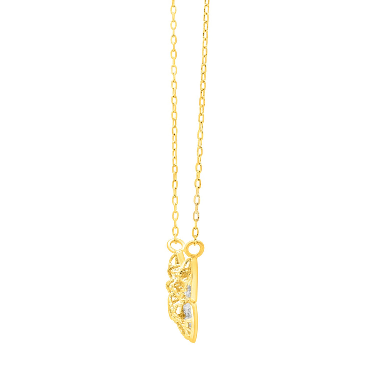 Checkered Butterfly Necklace in 14K Yellow Gold — view 3