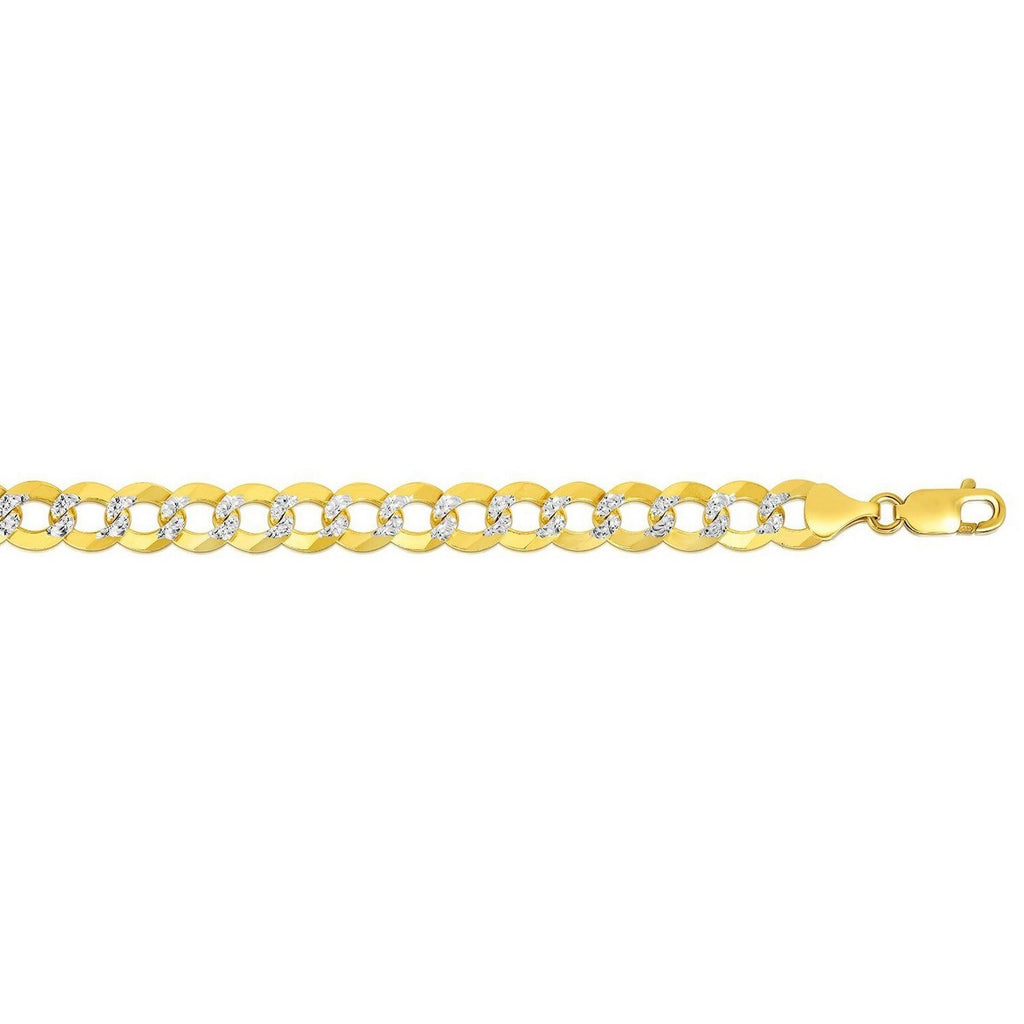 10 mm 14k Two Tone Gold Pave Curb Chain (9.70 mm) — view 5