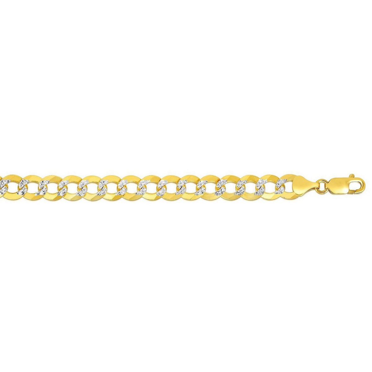 10 mm 14k Two Tone Gold Pave Curb Chain (9.70 mm) — view 5