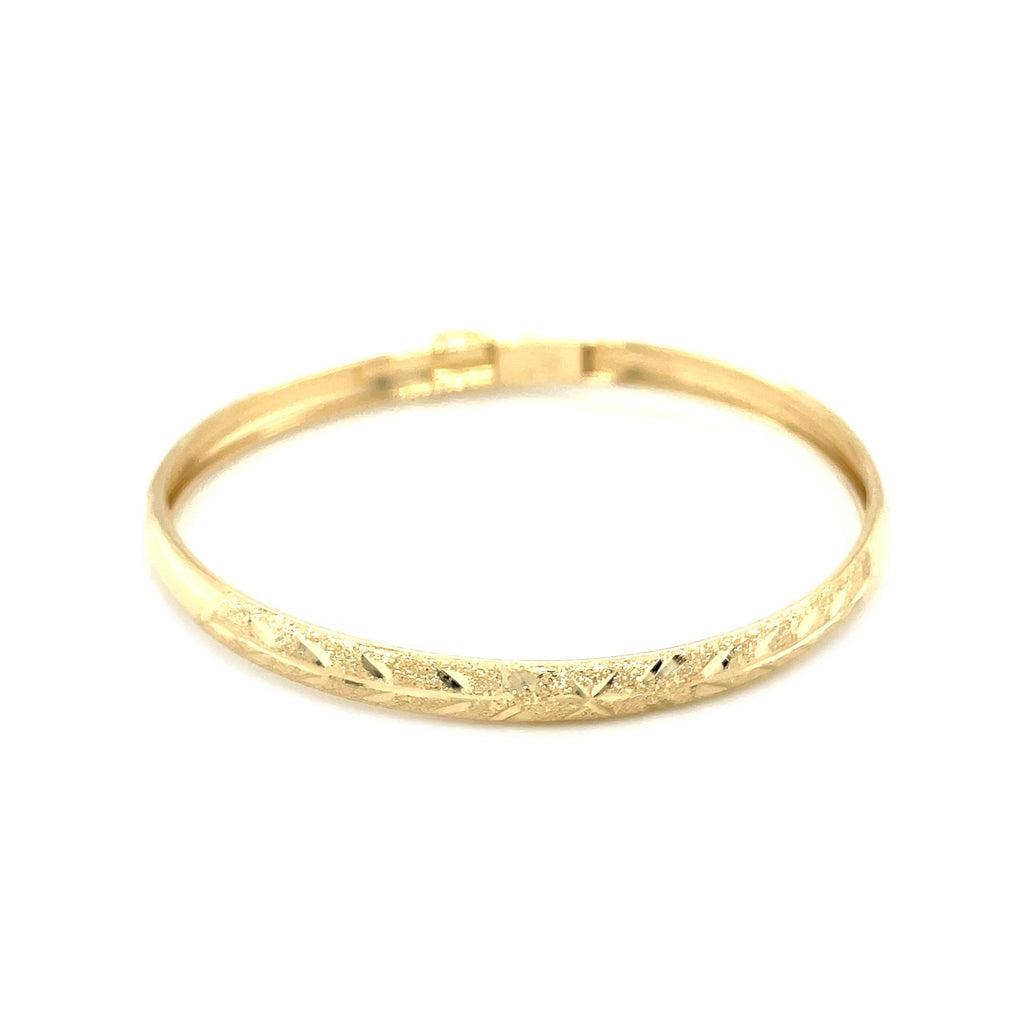 10k Yellow Gold Dome Childrens Diamond Cut Florentine Bangle (4.00 mm) — view 2
