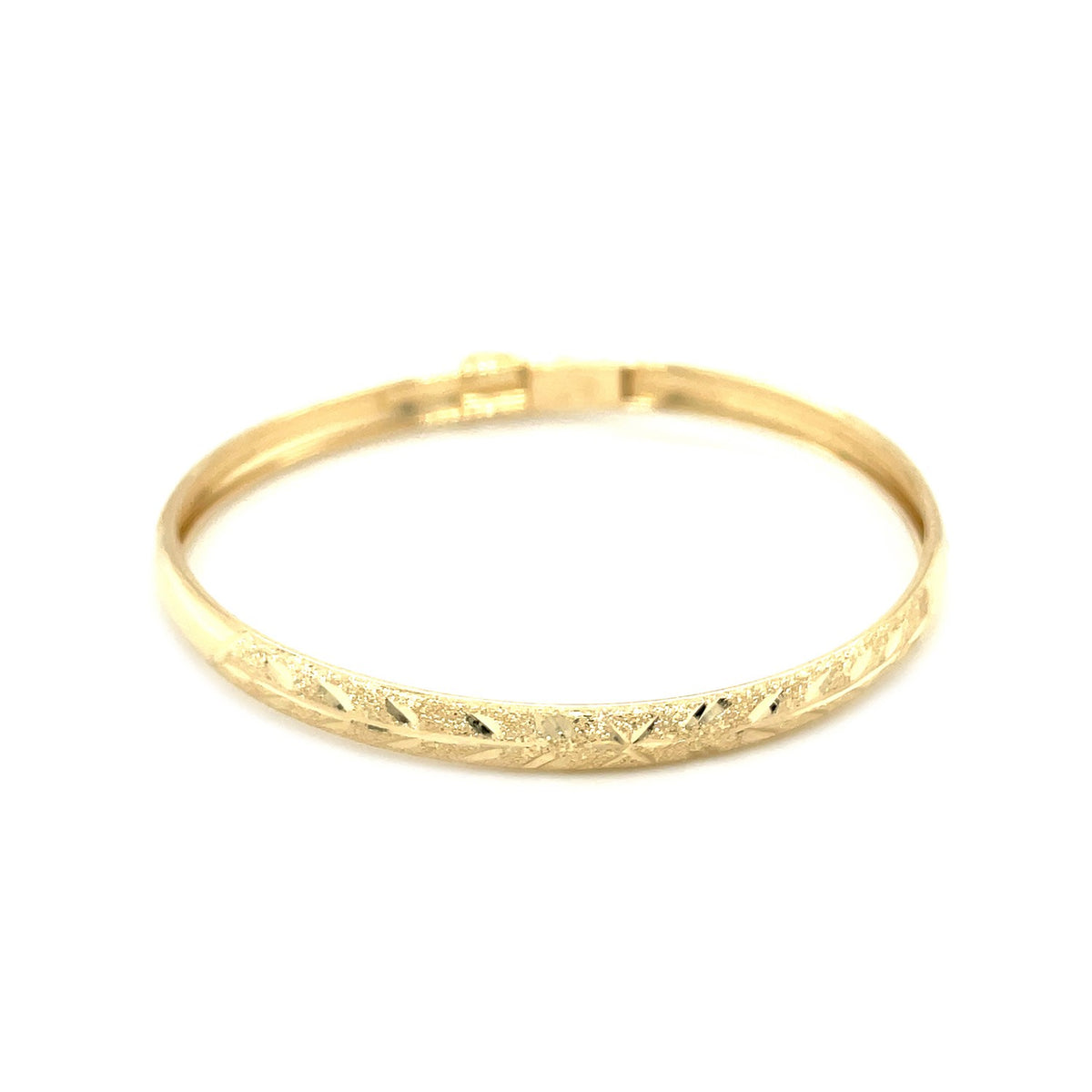 10k Yellow Gold Dome Childrens Diamond Cut Florentine Bangle (4.00 mm) — view 2