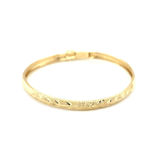 10k Yellow Gold Dome Childrens Diamond Cut Florentine Bangle (4.00 mm) — view 2