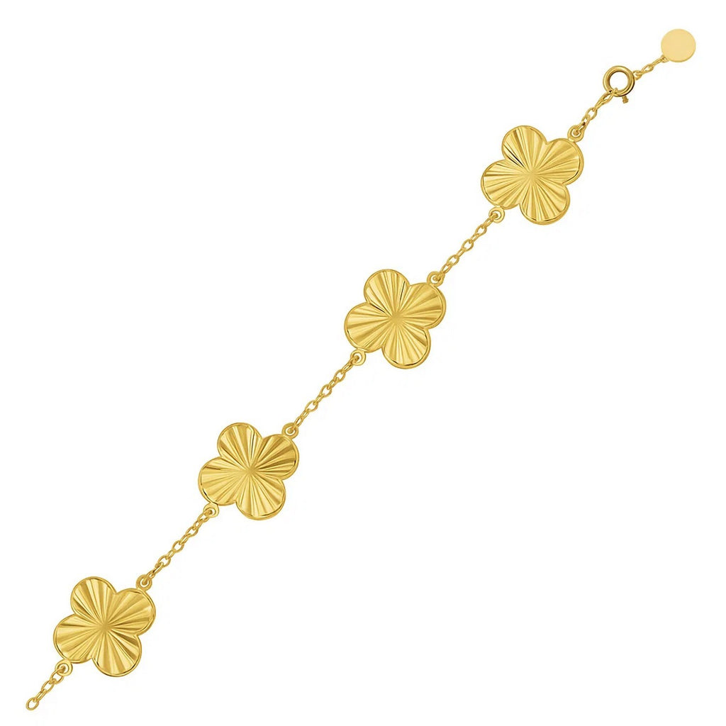 14K Yellow Gold Clover Bracelet — view 2