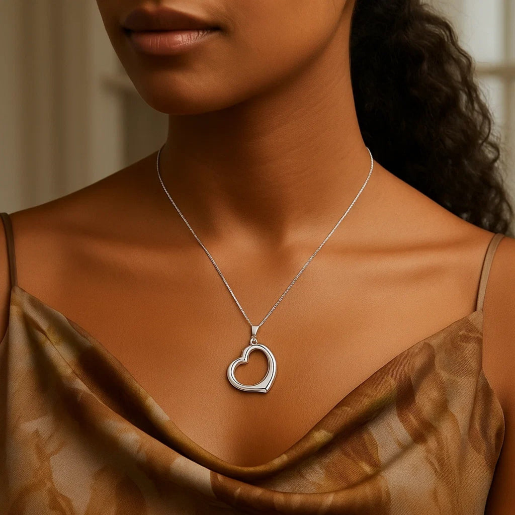 14k White Gold Floating Heart Drop Pendant — view 2