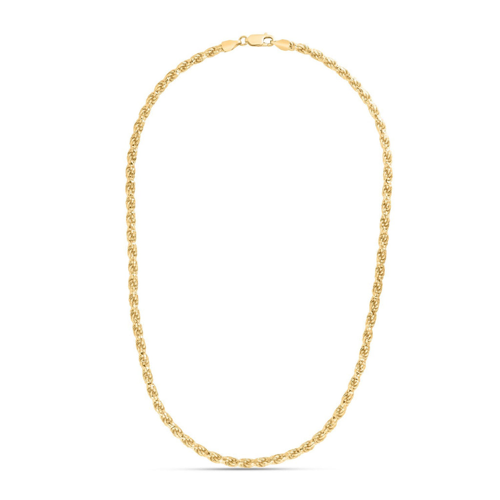 Sterling Silver Yellow Gold Plated Diamond Cut Royal Rope Chain (4.40 mm) — view 2