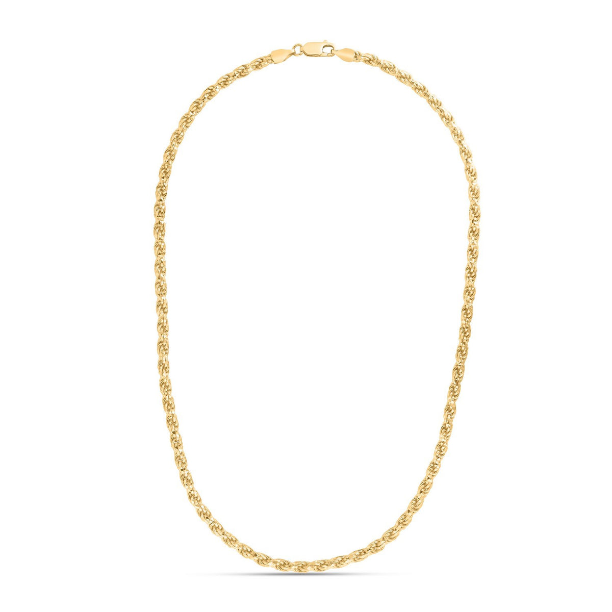 Sterling Silver Yellow Gold Plated Diamond Cut Royal Rope Chain (4.40 mm) — view 2