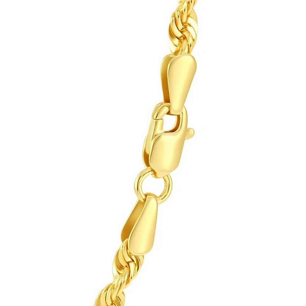 Sterling Silver Yellow Gold Plated Diamond Cut Royal Rope Chain (4.40 mm) — view 4
