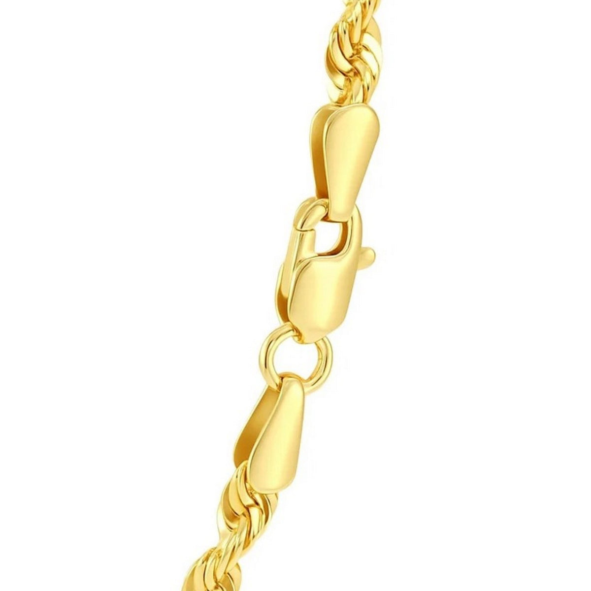 Sterling Silver Yellow Gold Plated Diamond Cut Royal Rope Chain (4.40 mm) — view 4