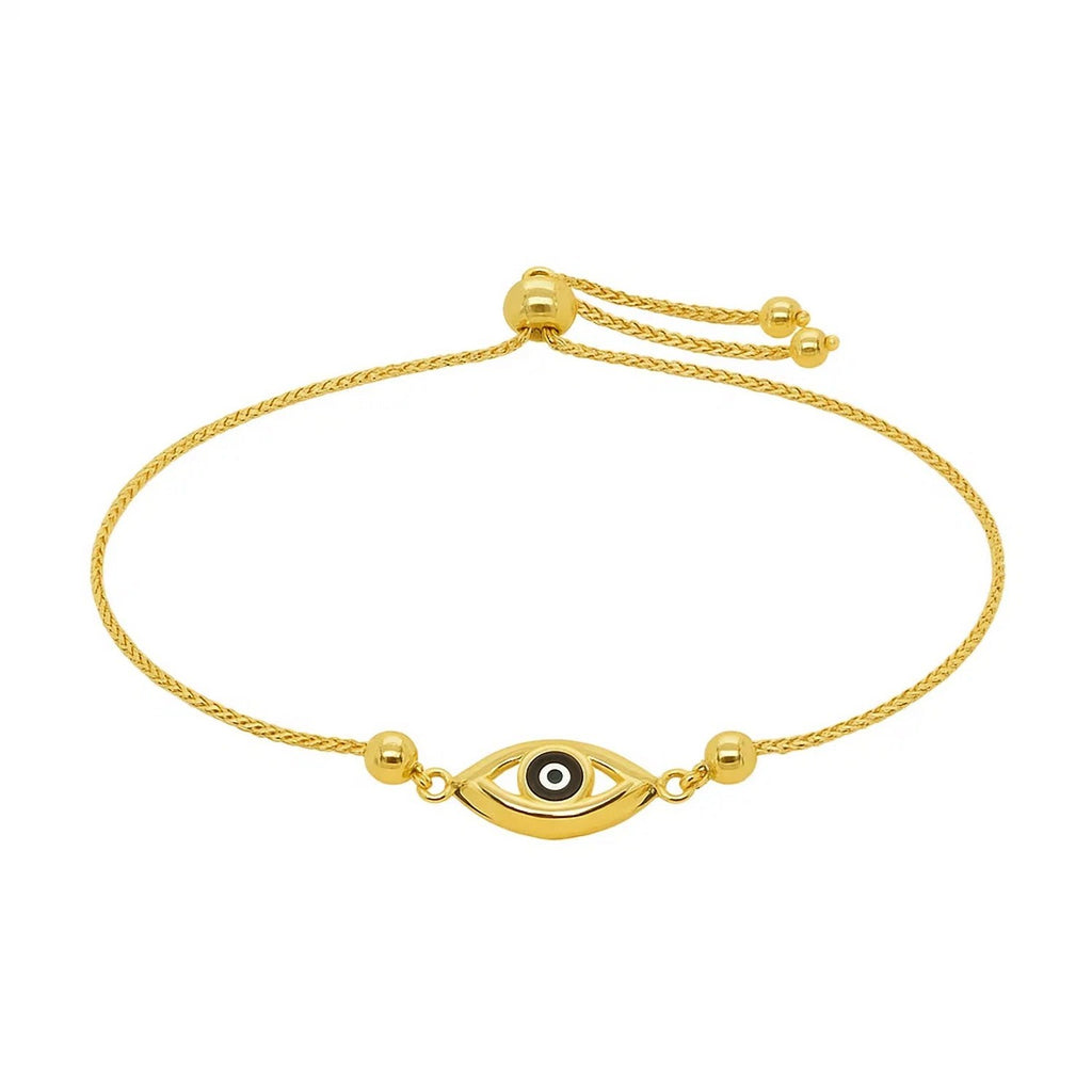 14k Yellow Gold Adjustable Evil Eye Bracelet (1.00 mm) — view 2