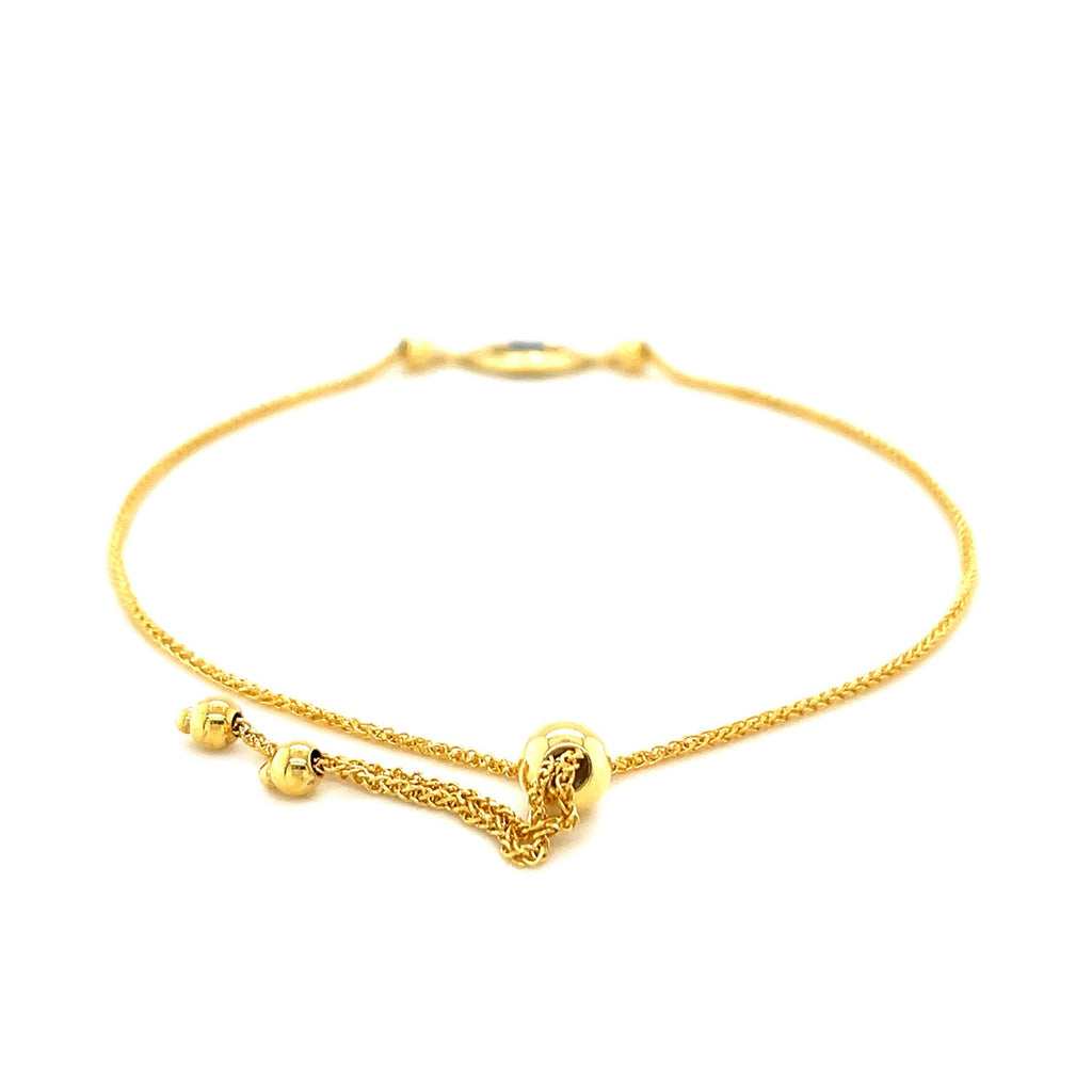 14k Yellow Gold Adjustable Evil Eye Bracelet (1.00 mm) — view 3