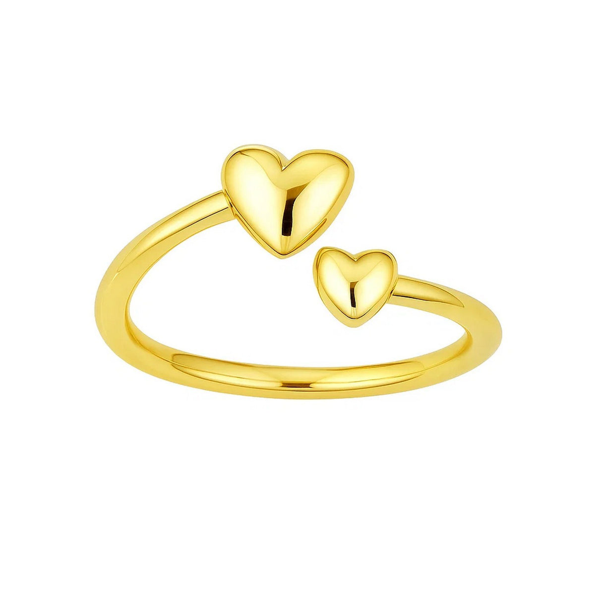 14k Yellow Gold Bypass Style Toe Ring with Polished Hearts — view 2