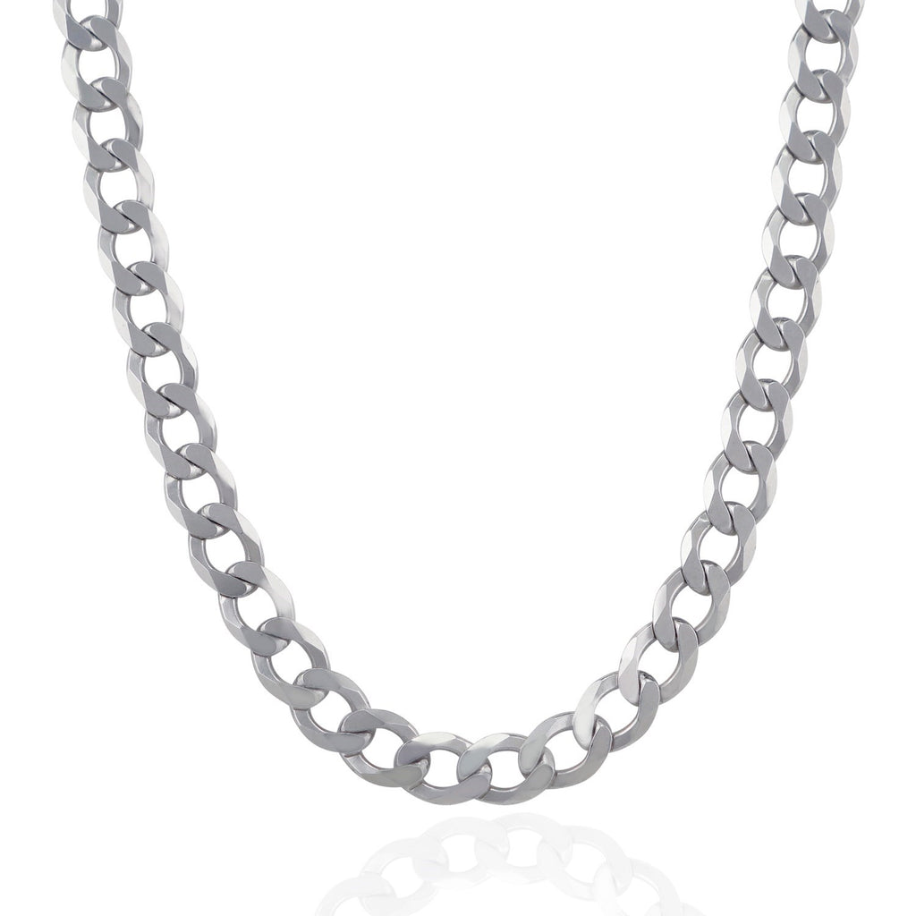 Rhodium Plated Sterling Silver Curb Style Chain (11.60 mm) — view 2