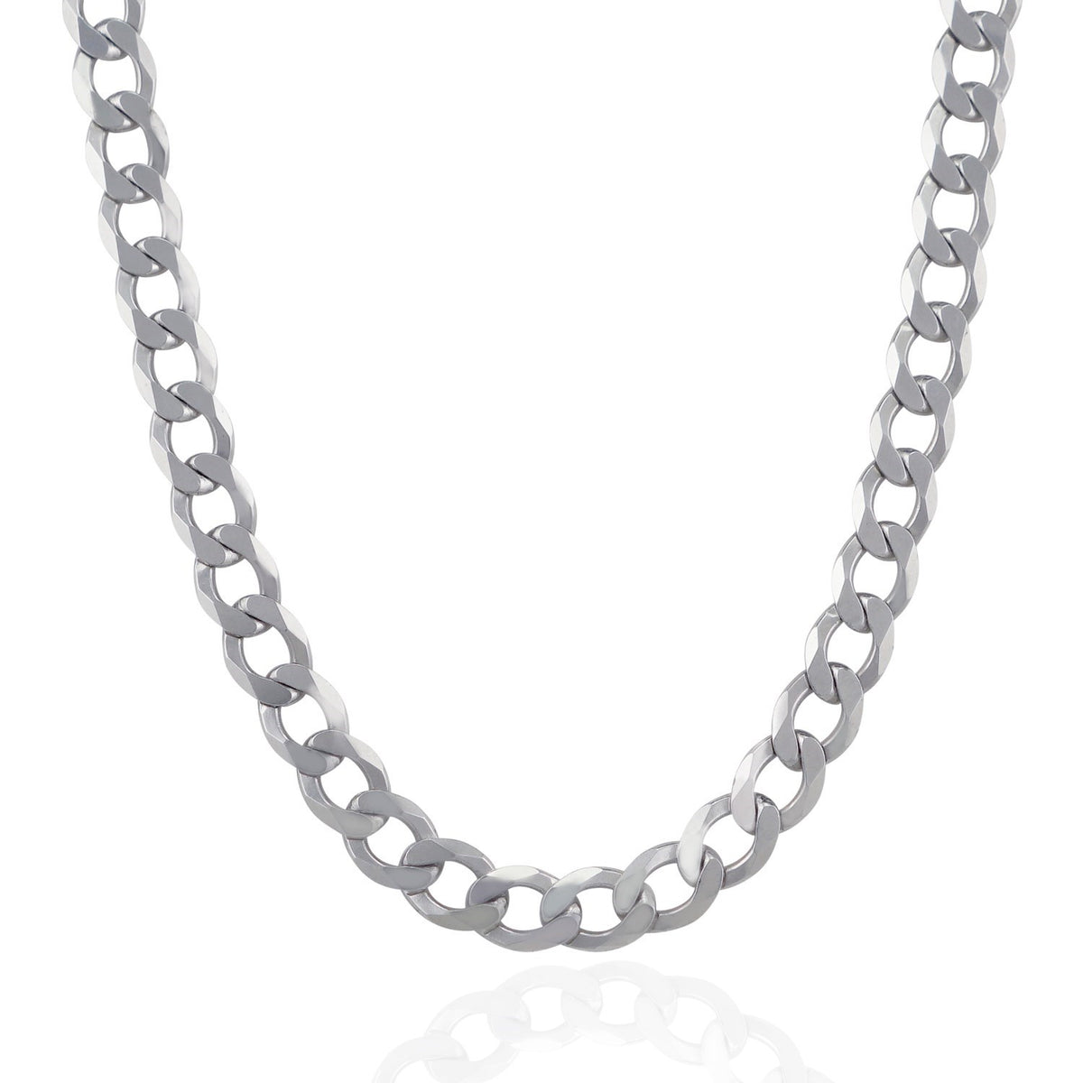 Rhodium Plated Sterling Silver Curb Style Chain (11.60 mm) — view 2