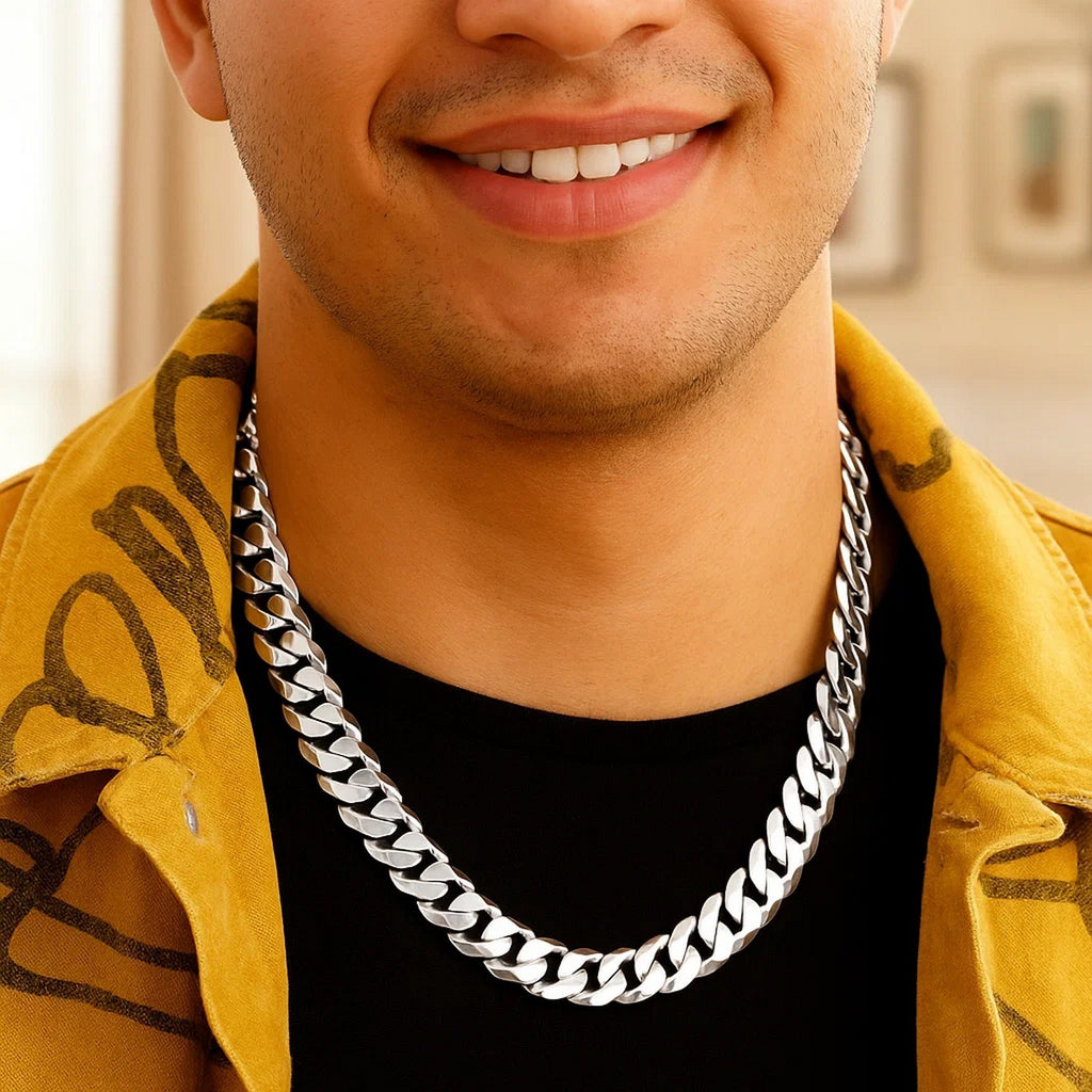Rhodium Plated Sterling Silver Curb Style Chain (11.60 mm) — view 3