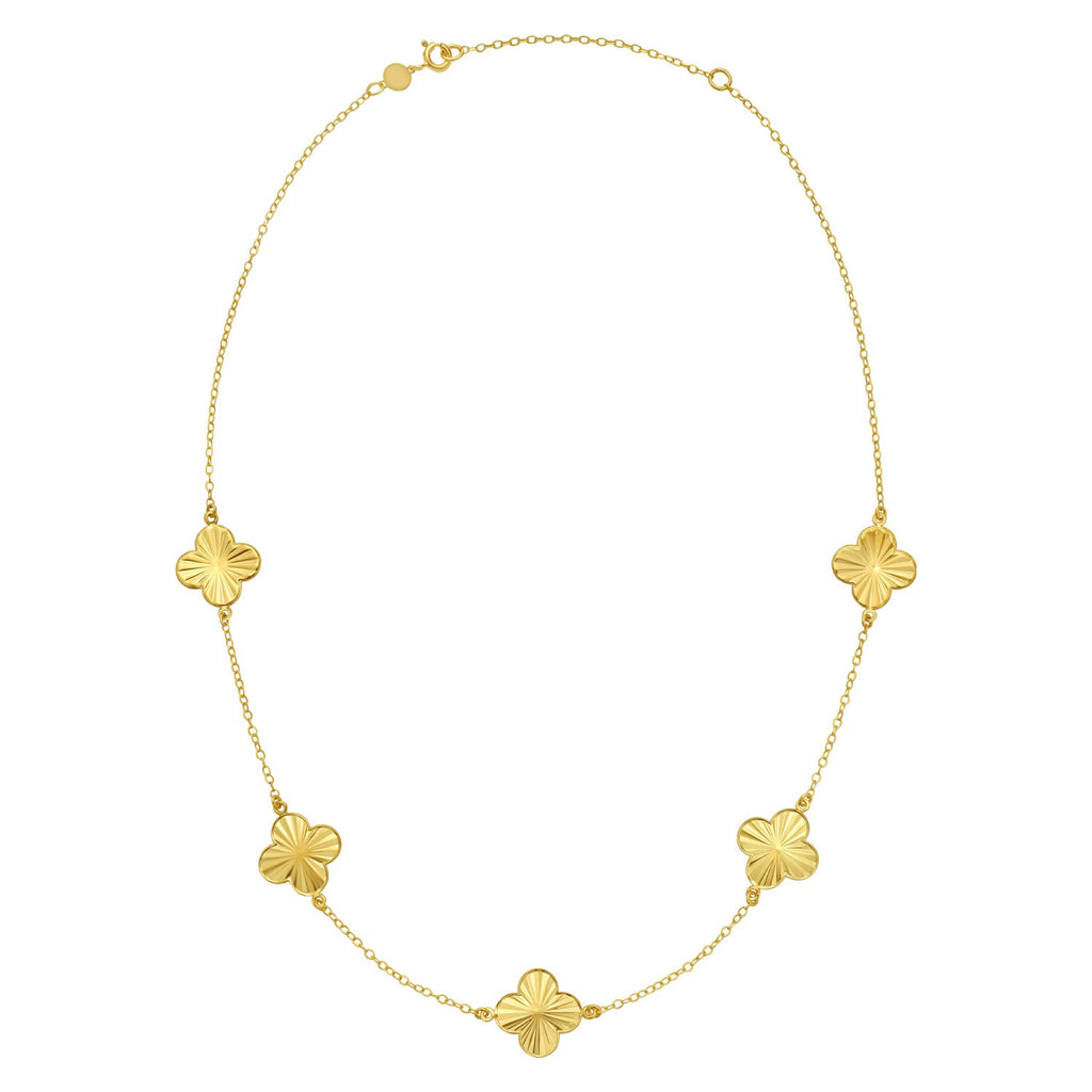14K Yellow Gold Clover Necklace — view 2