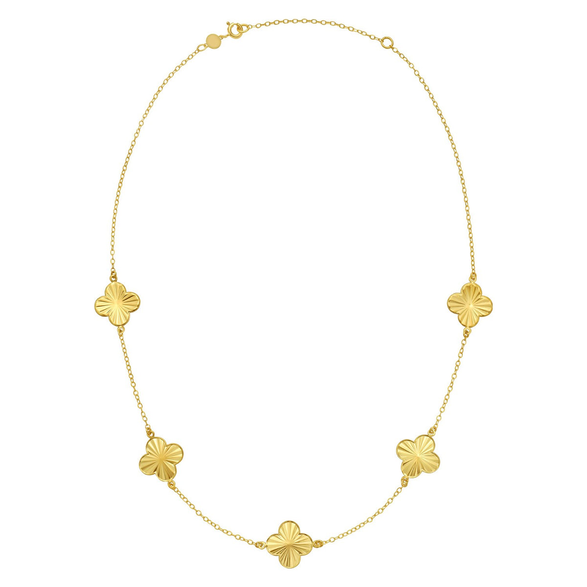 14K Yellow Gold Clover Necklace — view 2