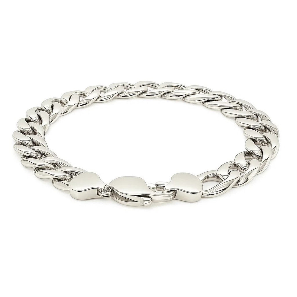 Rhodium Plated Sterling Silver Curb Style Bracelet (11.60 mm) — view 2