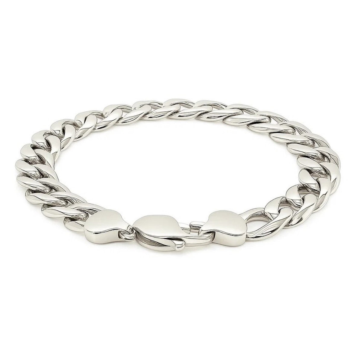 Rhodium Plated Sterling Silver Curb Style Bracelet (11.60 mm) — view 2