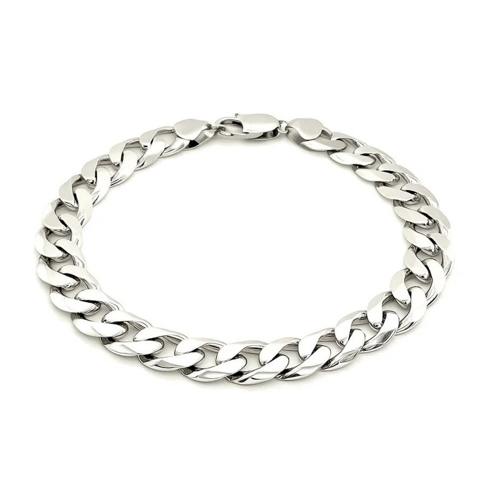 Rhodium Plated Sterling Silver Curb Style Bracelet (11.60 mm) — view 3