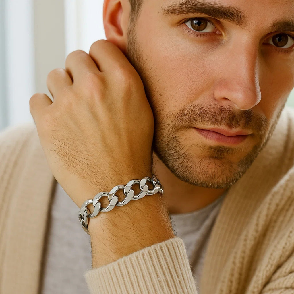 Rhodium Plated Sterling Silver Curb Style Bracelet (11.60 mm) — view 4