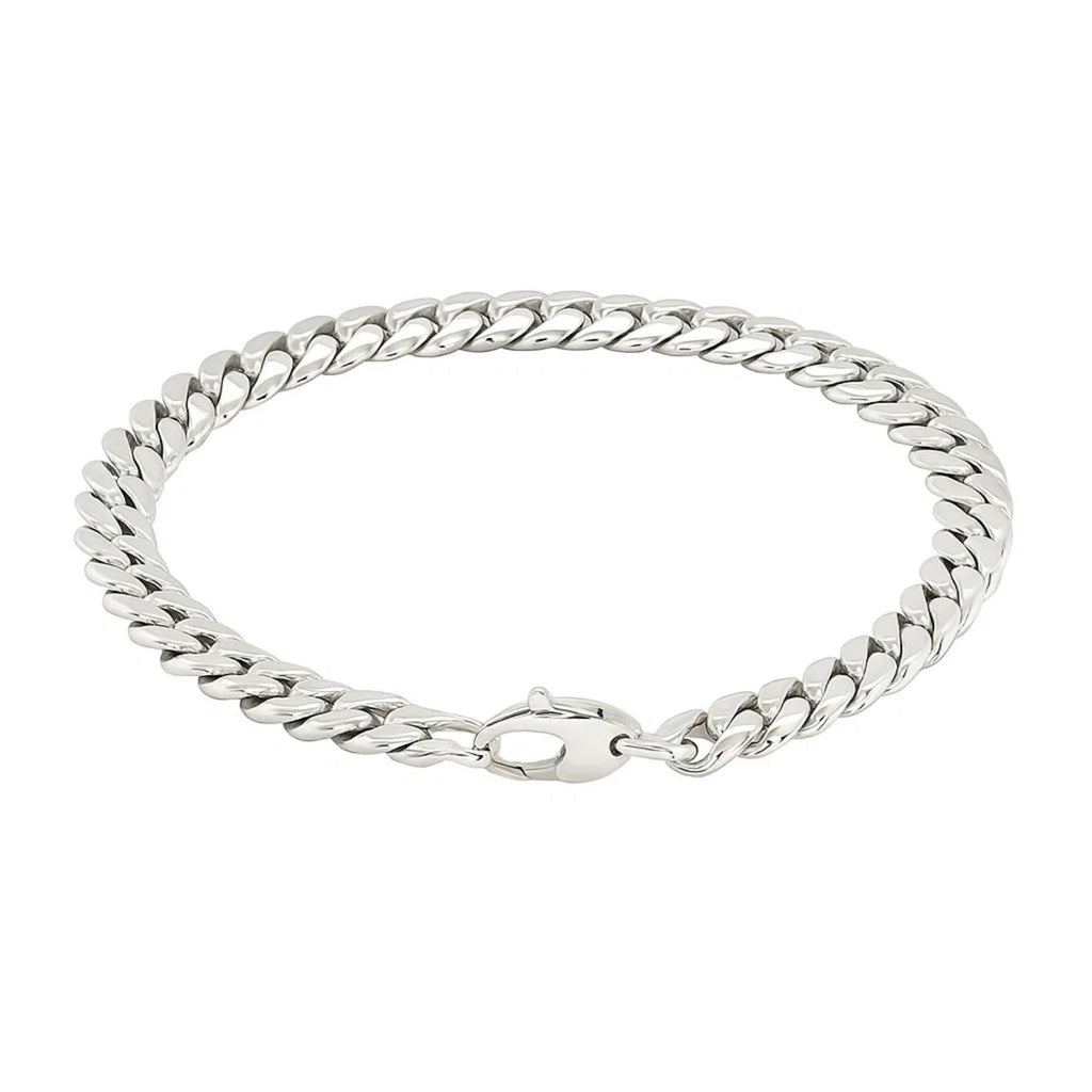14K White Gold Cuban Link Bracelet (5.90 mm) — view 2