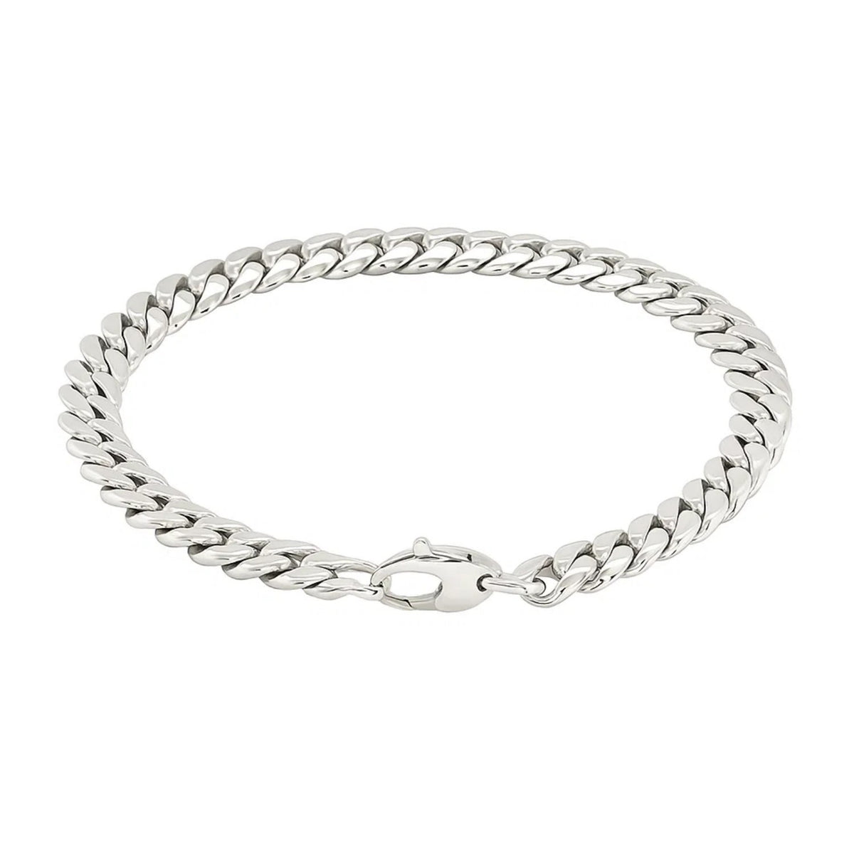 14K White Gold Cuban Link Bracelet (5.90 mm) — view 2