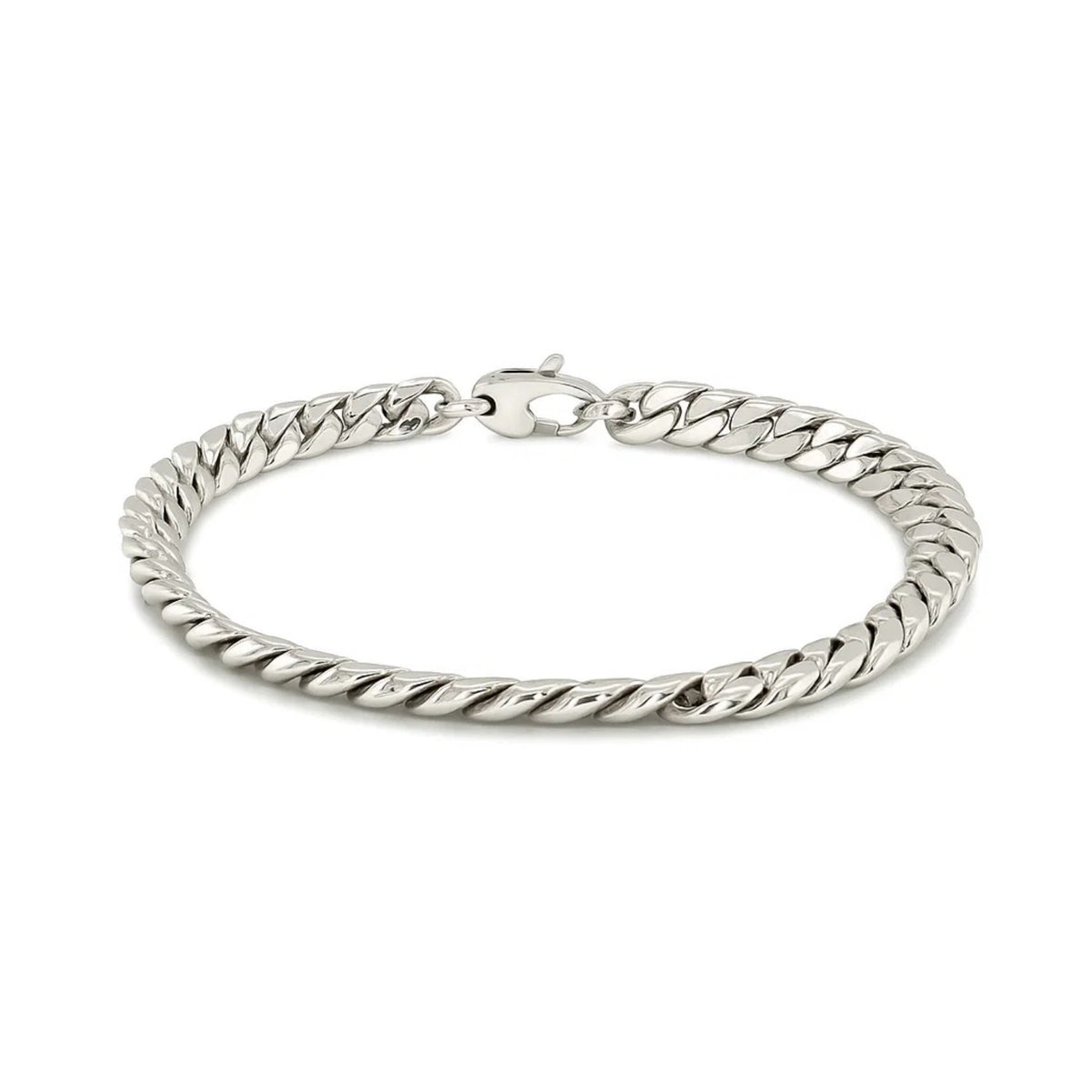 14K White Gold Cuban Link Bracelet (5.90 mm) — view 3