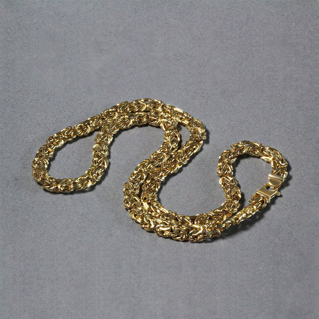 14k Yellow Gold Byzantine Motif Chain Necklace — view 5