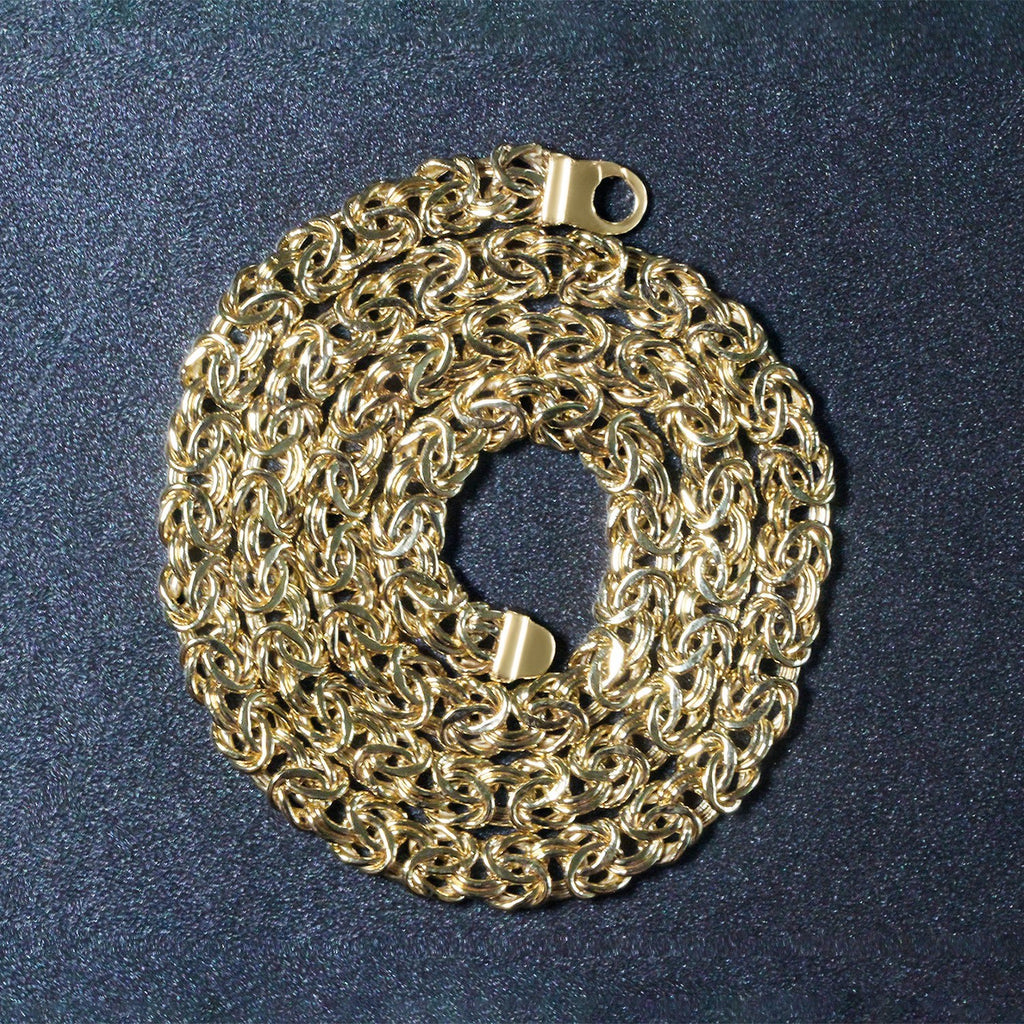 14k Yellow Gold Byzantine Motif Chain Necklace — view 6