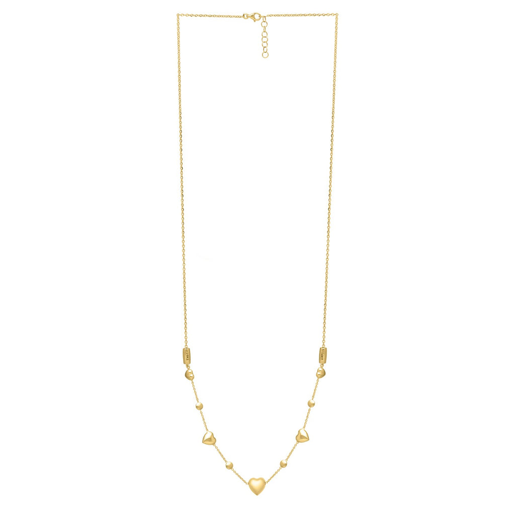 14k Yellow Gold Puff Heart Adjustable Necklace — view 2