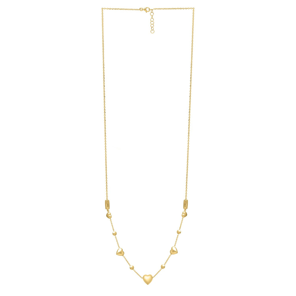 14k Yellow Gold Puff Heart Adjustable Necklace — view 2