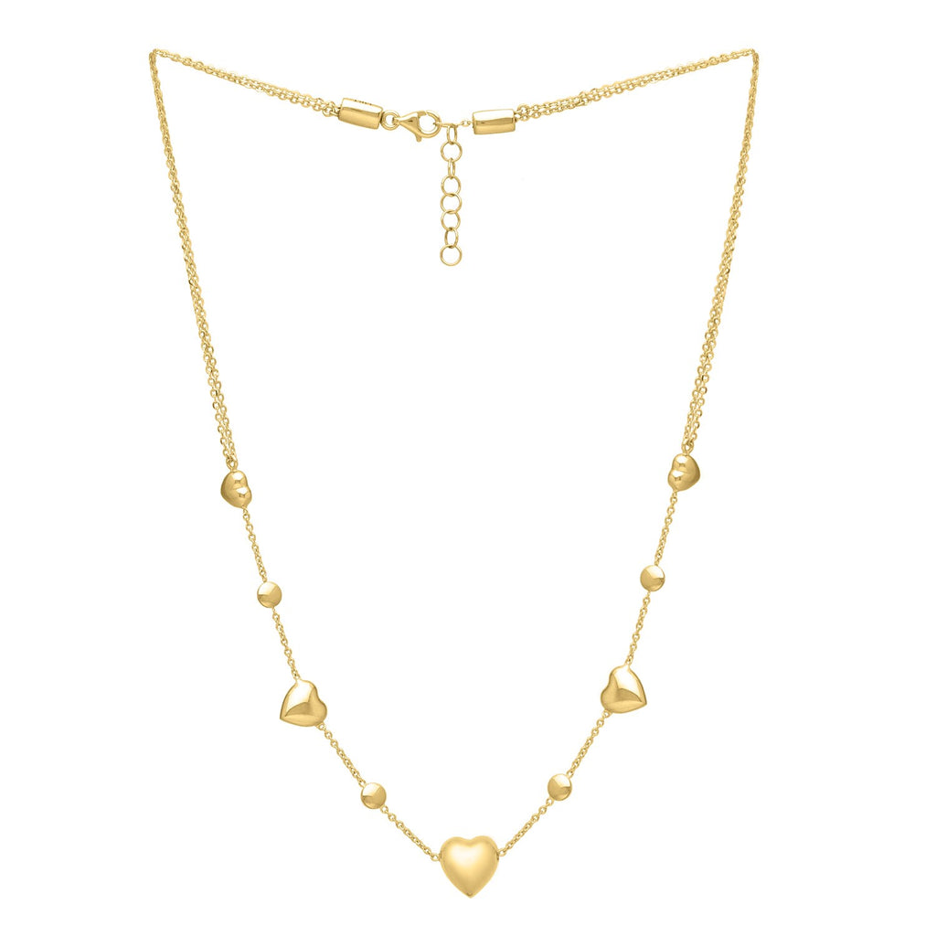 14k Yellow Gold Puff Heart Adjustable Necklace — view 3