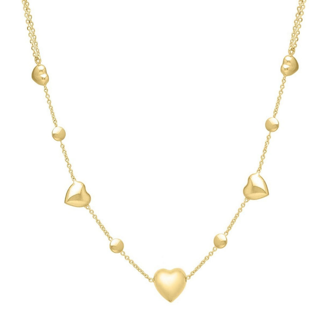 14k Yellow Gold Puff Heart Adjustable Necklace — view 4
