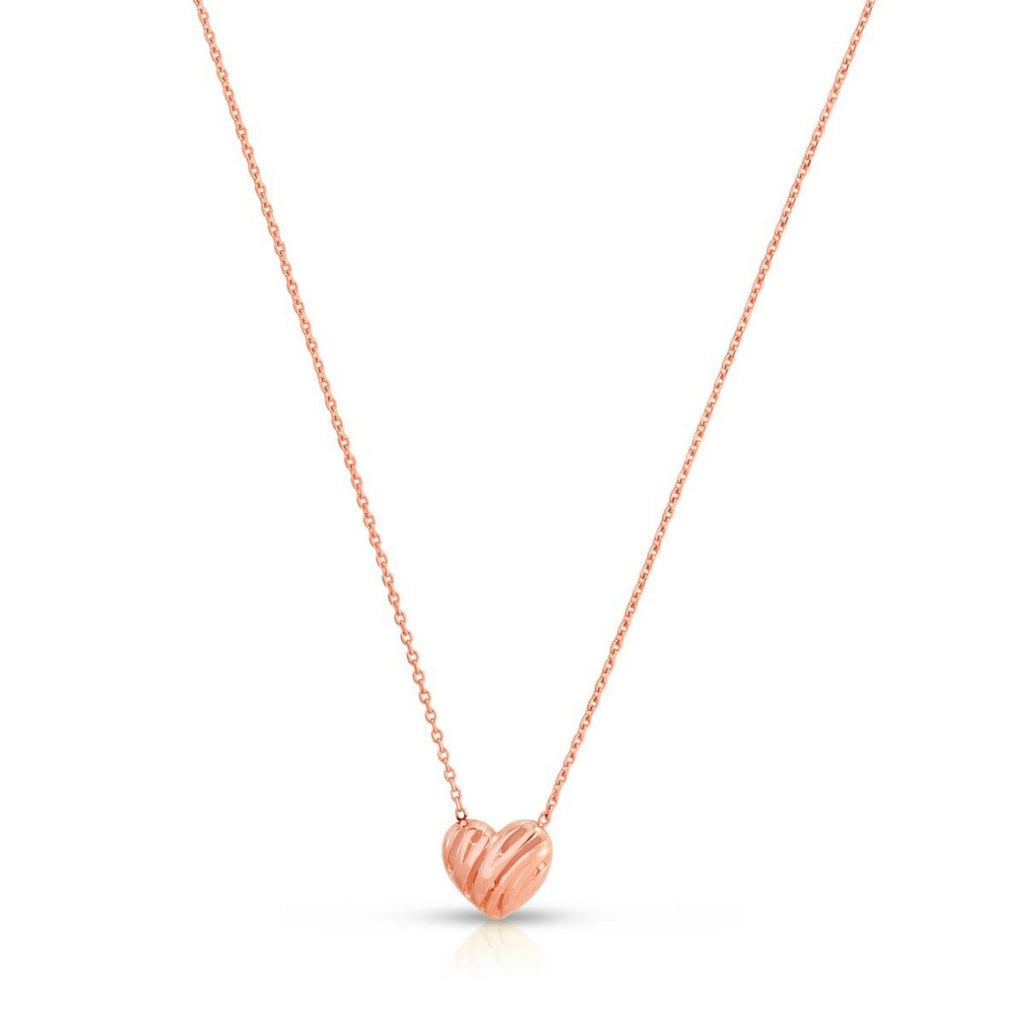 14k Rose Gold High Polish Scribbles Heart Necklace — view 2
