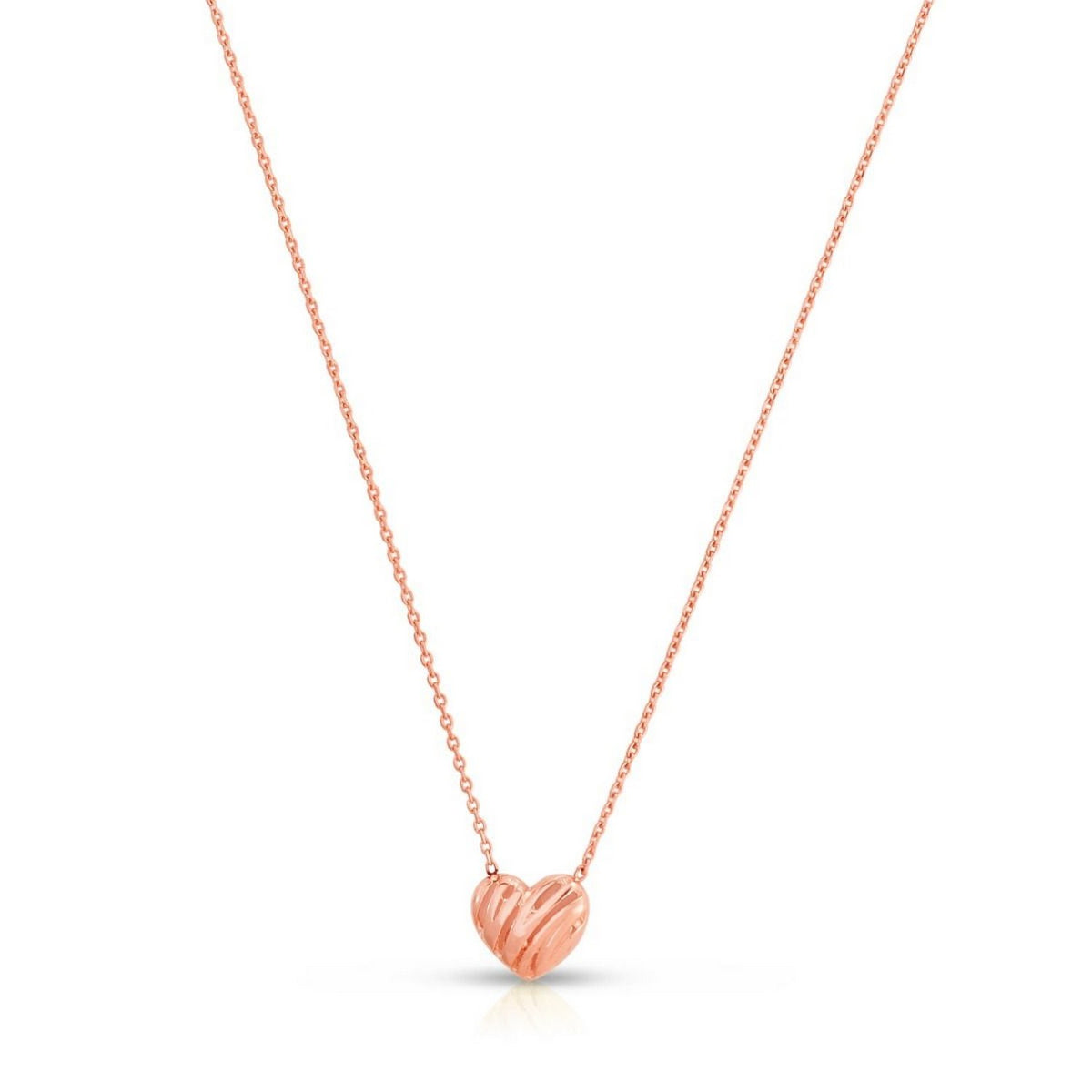 14k Rose Gold High Polish Scribbles Heart Necklace — view 2