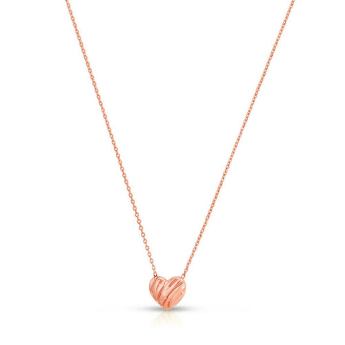 14k Rose Gold High Polish Scribbles Heart Necklace — view 2