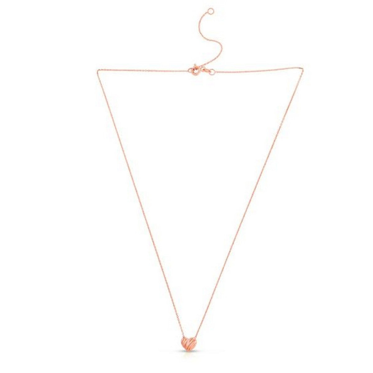 14k Rose Gold High Polish Scribbles Heart Necklace — view 3