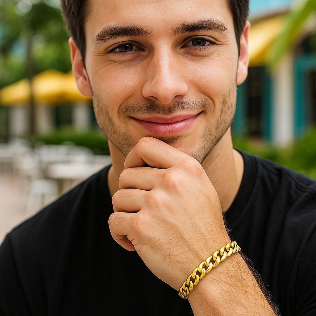 10k Yellow Gold Light Miami Cuban Bracelet (8.00 mm) — view 5