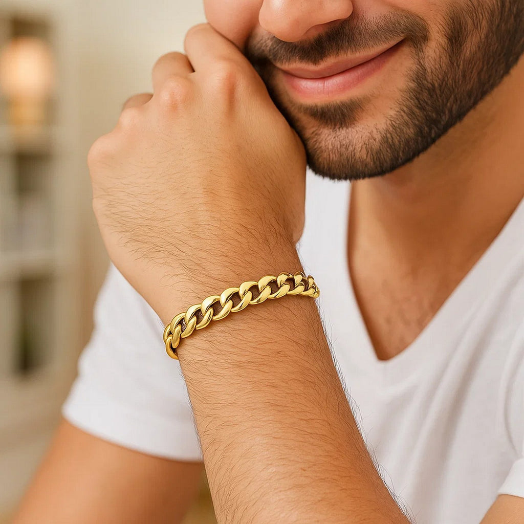10k Yellow Gold Light Miami Cuban Bracelet (8.00 mm) — view 7