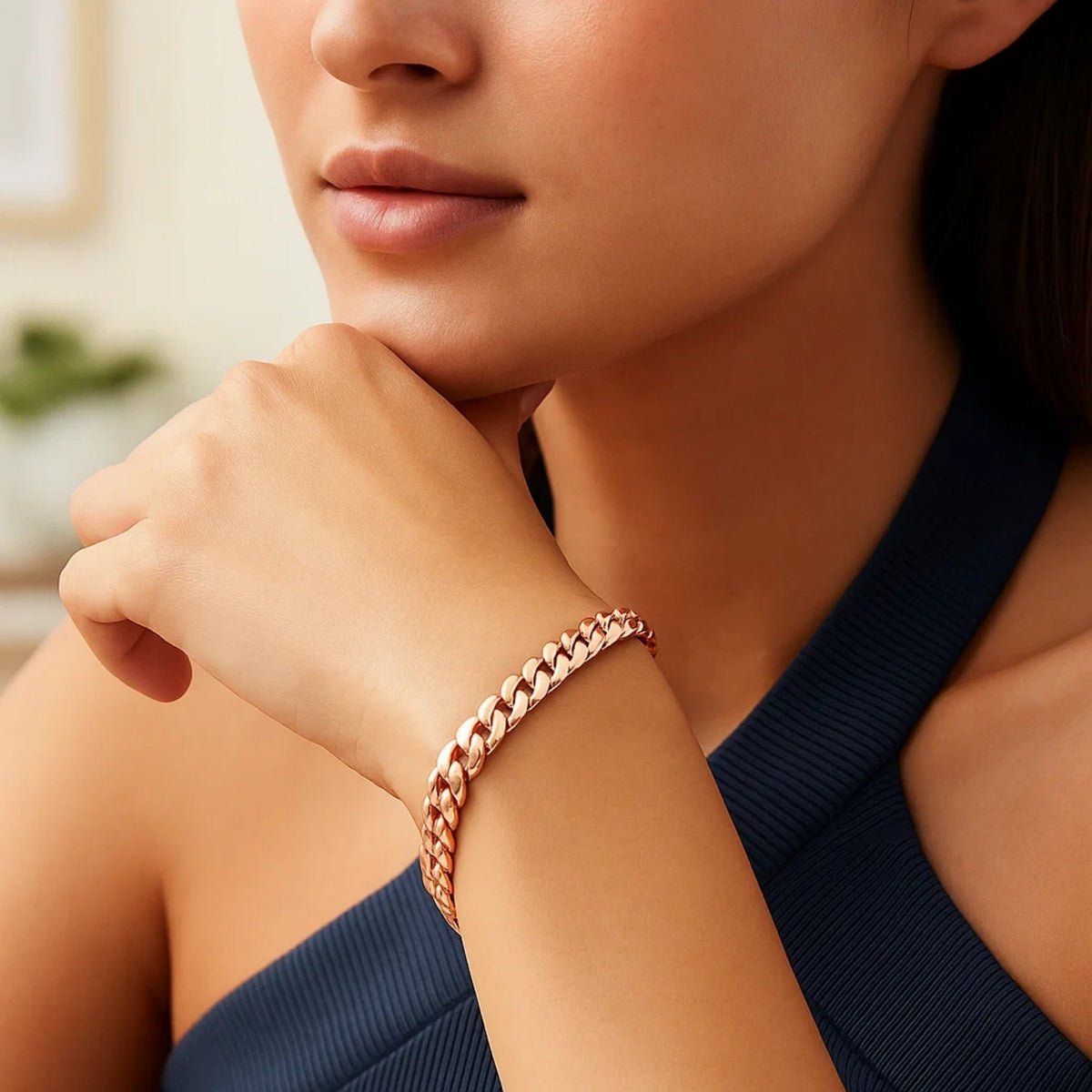 14K Rose Gold Cuban Link Bracelet (5.90 mm) — view 5