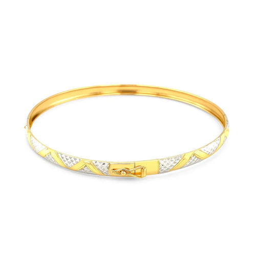 10k Two-Tone Gold Textured Zigzag Style Bangle (6.00 mm) — view 2